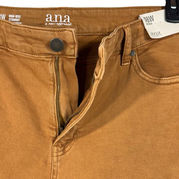 A.N.A. SZ 18W High-Rise Straight Jeans Stretch Zip-Fly Pockets Brown Sugar New - Picture 3 of 9